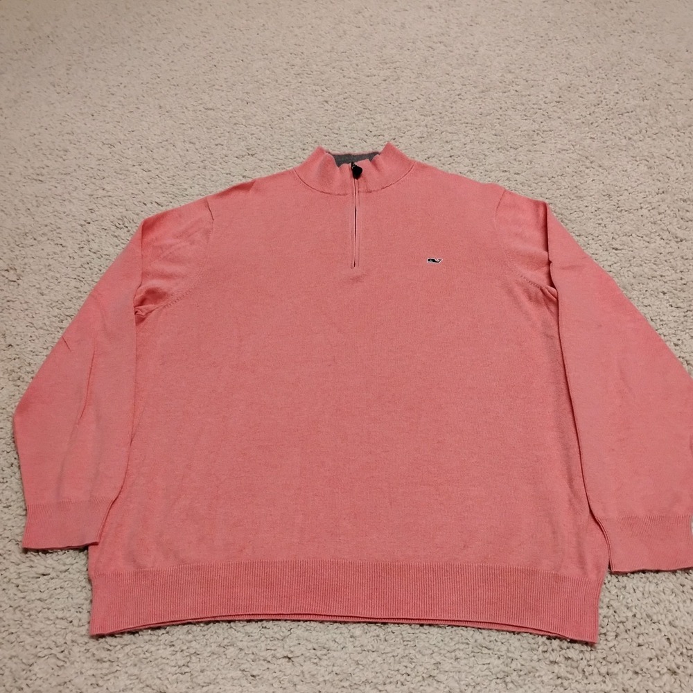 Vineyard Vines Sweater Mens XL Pink 1/4 Zip Pullover Saltwater Preppy Designer